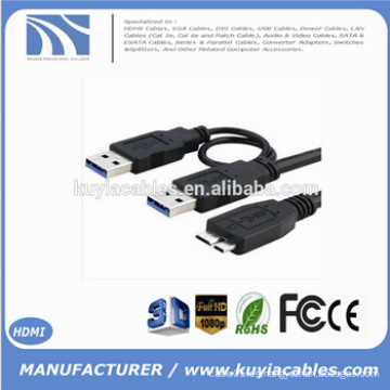 Super velocidad USB 3.0 un macho a micro USB 3.0 Y Cable para HDD móvil disco duro negro
